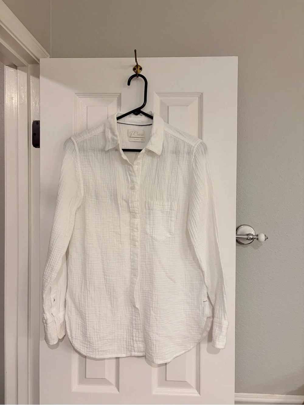 J.Crew Classic Fit White Gauze Button Down Shirt 2